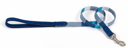 Picture of LeoPet Stripped Fabric Leather Leash Blue